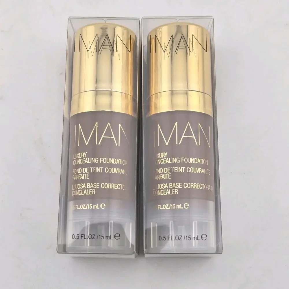 IMAN Luxury Concealing Foundation EARTH 4 Set Of 2 NIB Sealed 0.5 oz